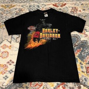 Harley Davidson Motorcycle Pin Up Girl White Medium T-Shirt